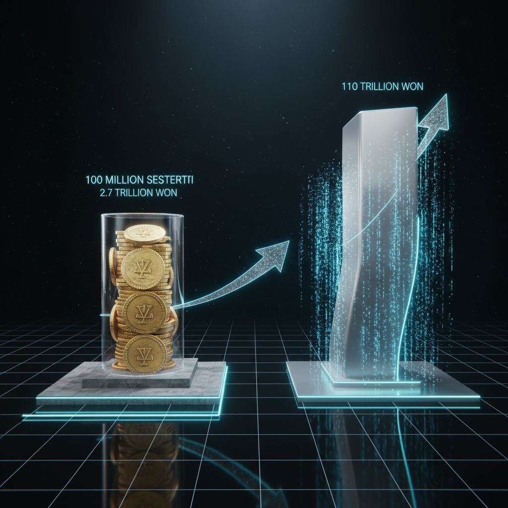 콜로세움 건설 비용의 규모감을 표현하는 인포그래픽