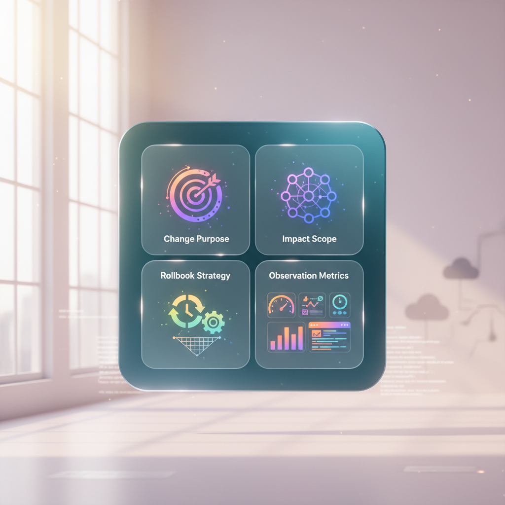 PR 템플릿에 포함되는 변경 근거 요소를 나열한 체크리스트 인포그래픽