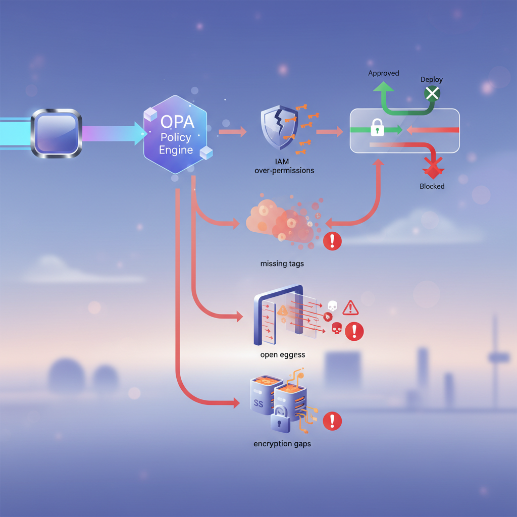 정책 위반 사례를 보여주는 IaC plan 검증 플로우차트