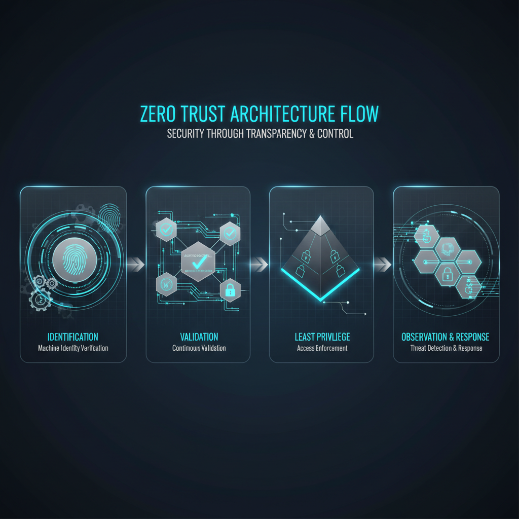 제로 트러스트 4단계 흐름 아키텍처 다이어그램