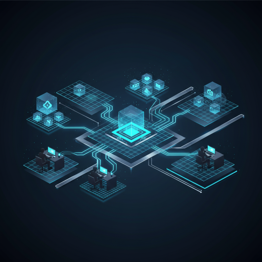 대표 이미지: 제로 트러스트 운영 방식 전환을 상징하는 중소기업과 공공기관 네트워크 흐름