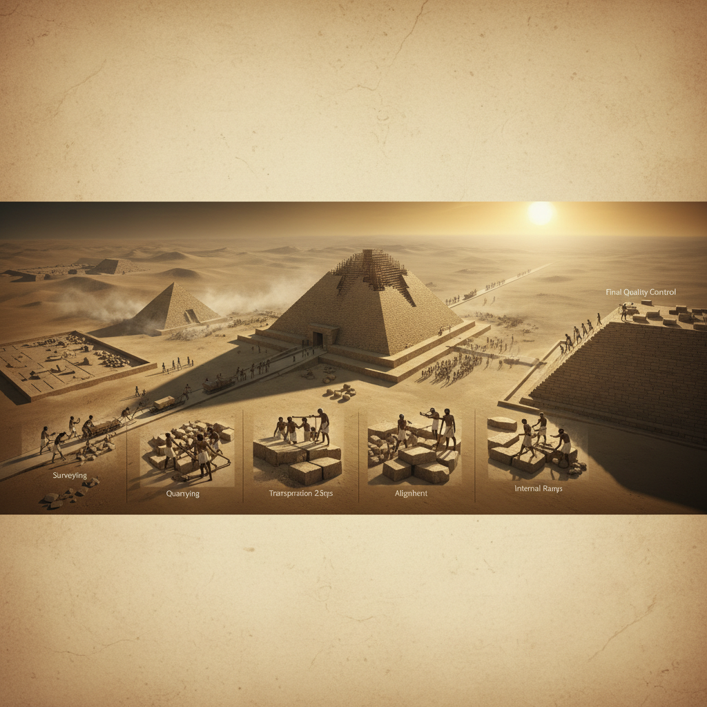 피라미드 건설 공정 분해 이미지