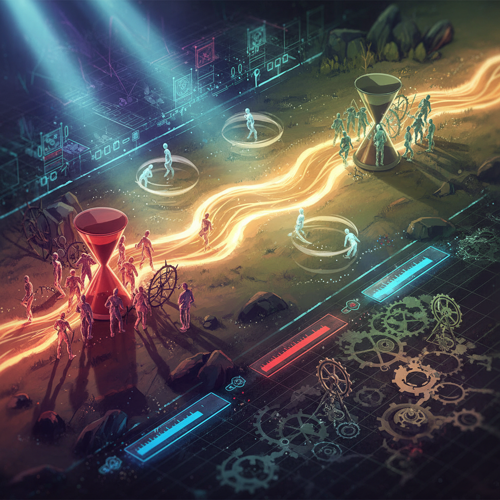 구조 렌즈 설명 이미지: 흐름, 병목, 경로를 시각화한 플레이어 행동 경로 다이어그램