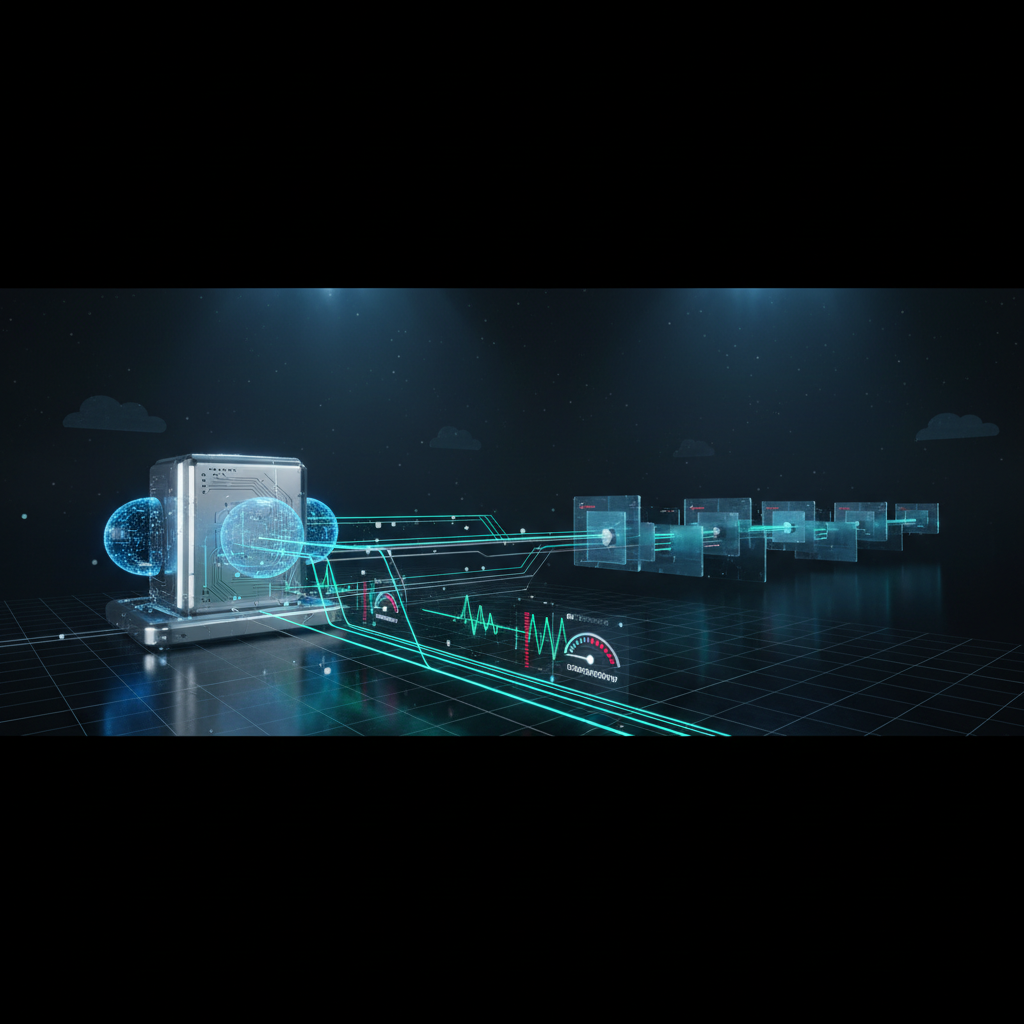 대표 이미지: 최소 자원 AI 네이티브 개발의 핵심 철학을 상징하는 에이전트와 로우코드 통합 구조