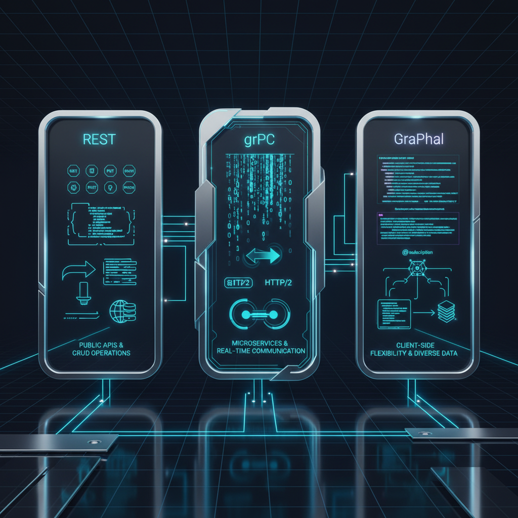 API 선택 프레임워크: REST, gRPC, GraphQL 적합 시나리오 비교 차트