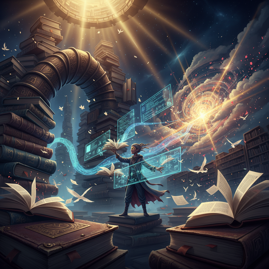 대표 이미지: 기술 서적 독서 과정의 전체 흐름을 상징하는 구조적 탐색과 능동적 실천 단계