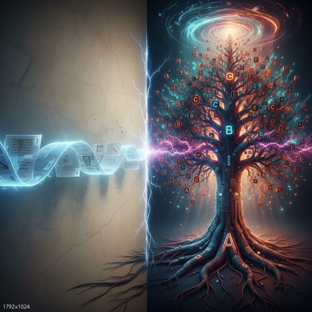 기술 서적의 지식 위계 구조를 보여주는 트리 다이어그램