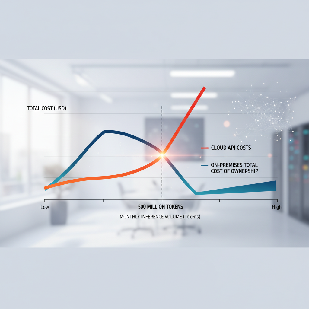 손익분기점 그래프: 클라우드 API vs 온프레미스 총소유비용 역전 지점