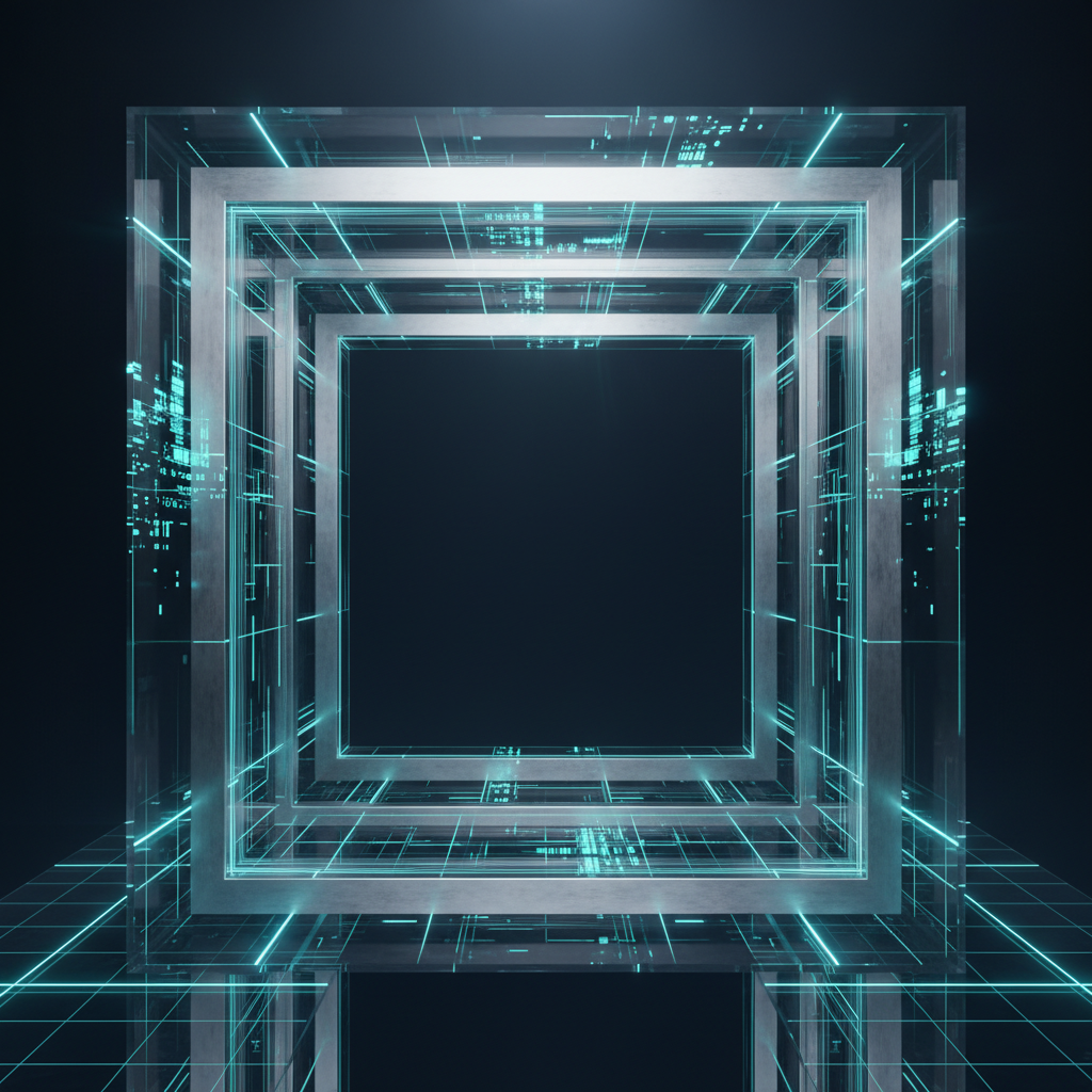 대표 이미지: 주제 부재 상황을 상징하는 빈 틀과 공허한 구조의 시각화