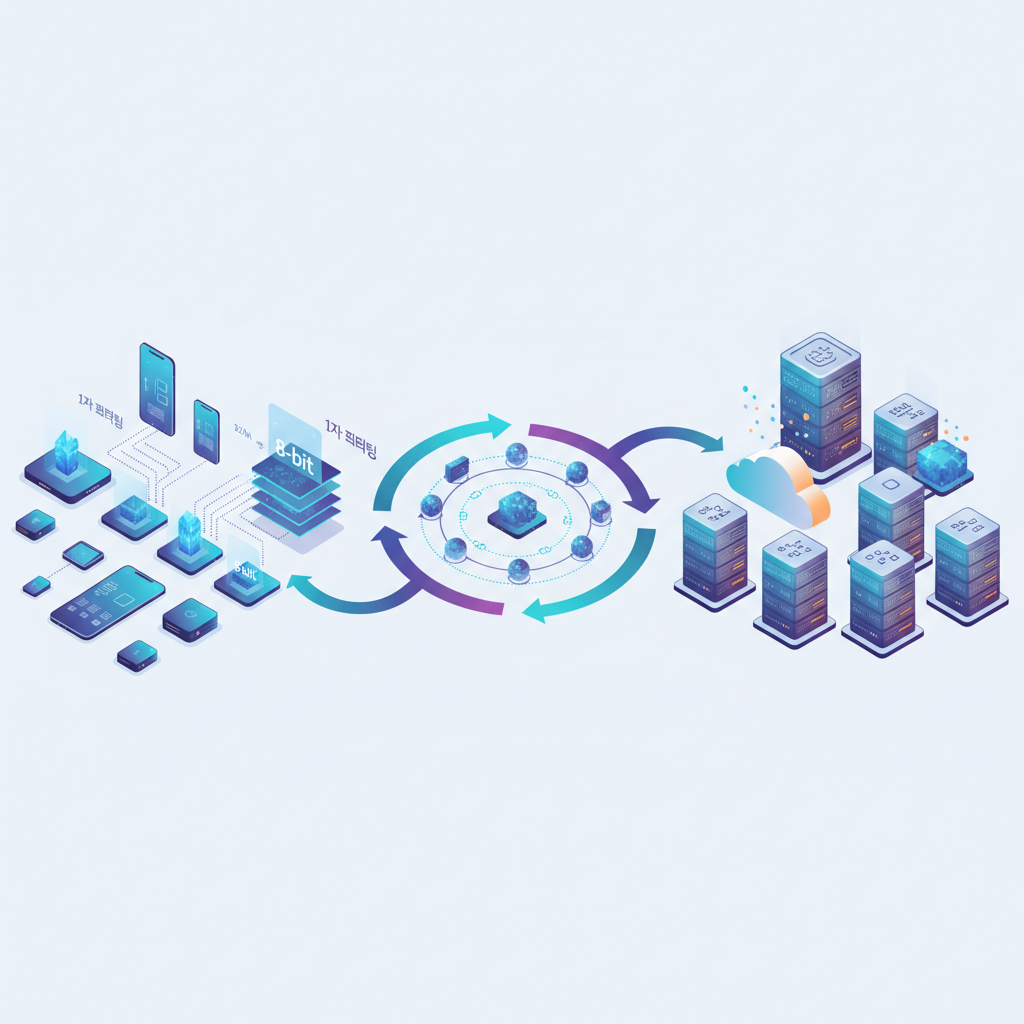 분산 추론 아키텍처 다이어그램: 엣지와 클라우드 협업 흐름과 역할 분담 구조