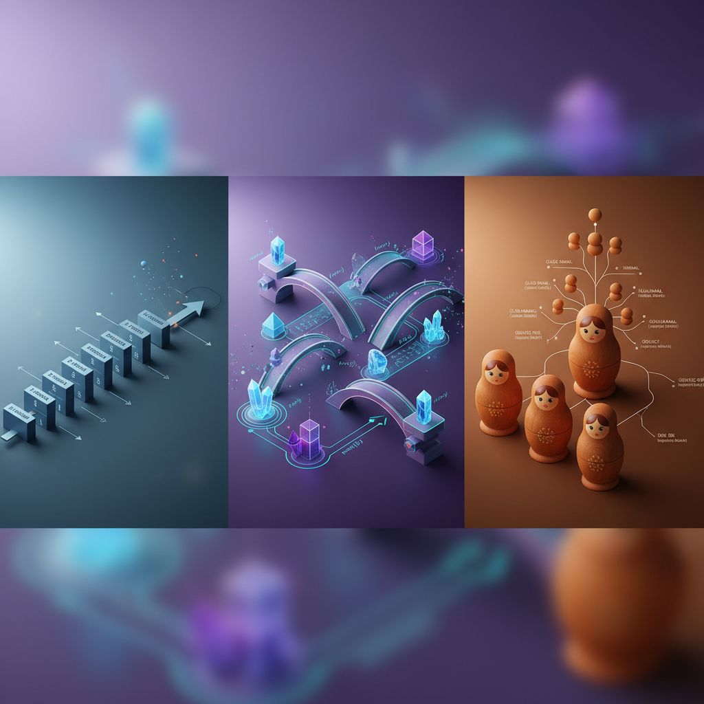 절차적, 함수형, 객체지향 패러다임의 사고 방식 비교 이미지