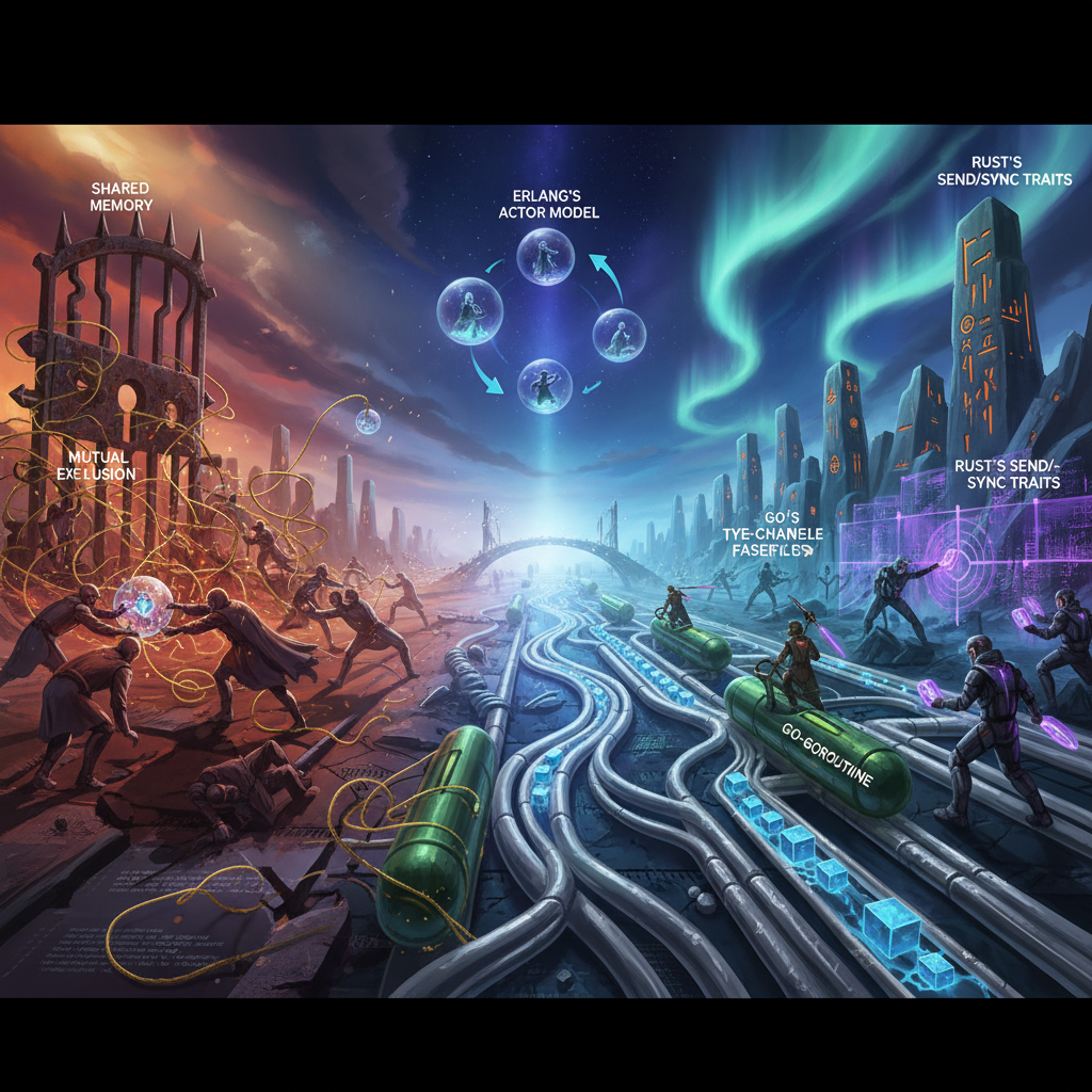 동시성 모델의 진화 과정 - 스레드 기반에서 액터 모델, CSP, 타입 기반 안전성으로의 전환 이미지