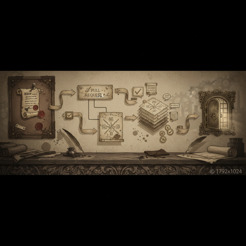 오픈소스 프로젝트의 기여 워크플로우를 보여주는 플로우차트