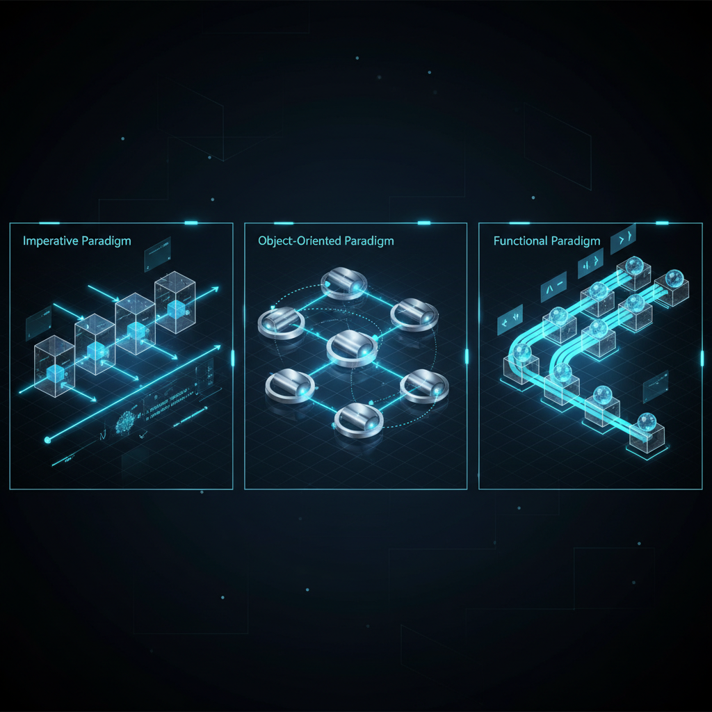 프로그래밍 패러다임별 인지 구조 비교 이미지