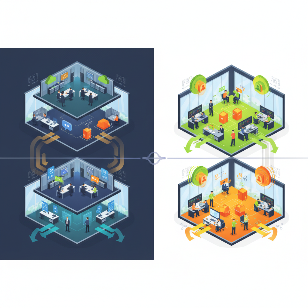대기업 vs 스타트업 AI 에이전트 도입 방식 비교 이미지
