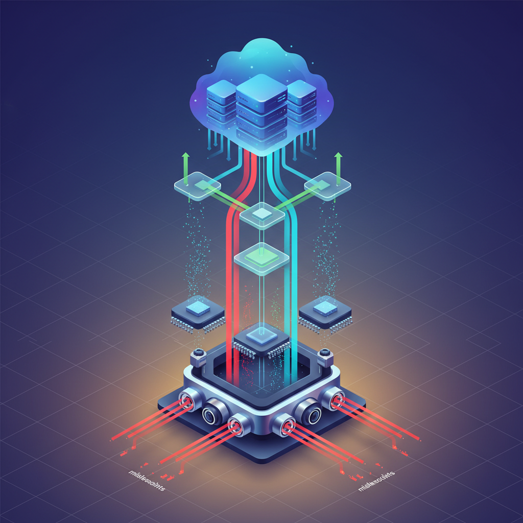 엣지 컴퓨팅의 다층 계층 구조와 데이터 흐름을 설명하는 이미지