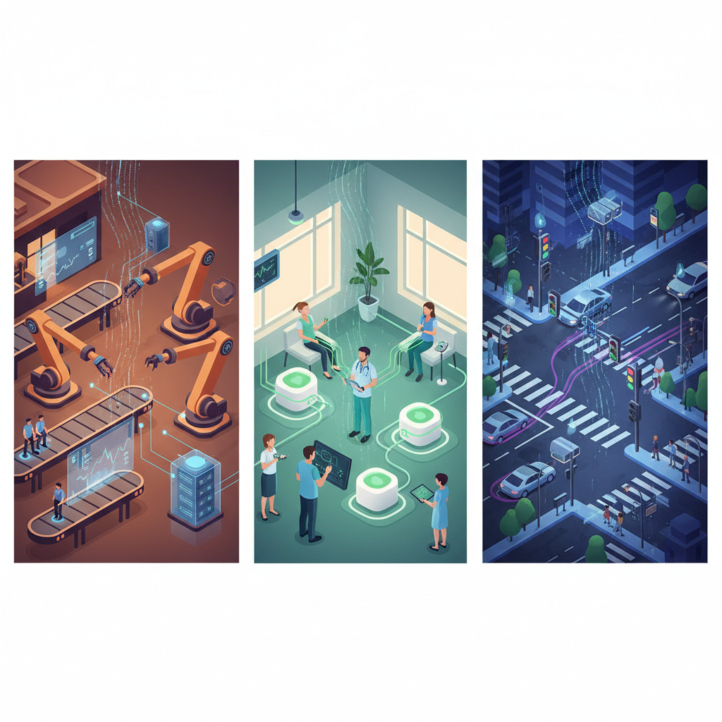 산업별 엣지 컴퓨팅 적용 사례를 비교하는 이미지