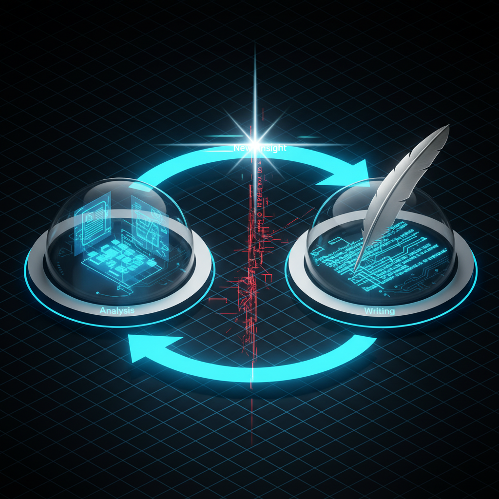 분석과 집필의 순환 관계 다이어그램