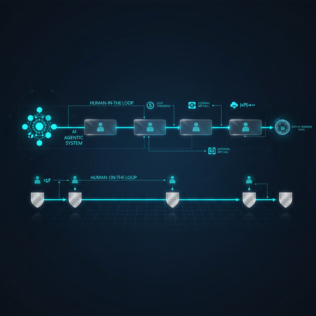 human-in-the-loop에서 human-on-the-loop로 전환되는 의사결정 흐름과 승인 지점 이미지